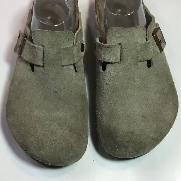 Birkenstock Boston Soft Footbed Clog Velvety Suede Leather Taupe Men's Size 11 - Picture 5 of 10
